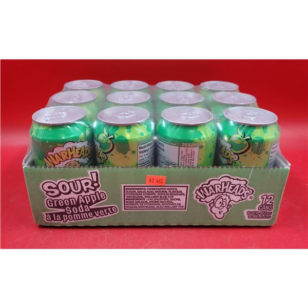 12 Cans of Warheads Sour! Green Apple Soda