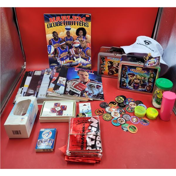 Collectibles Lot w/ Sports Magazine Back Issues, Lunchboxes, Olympics 2010 Pins, & More