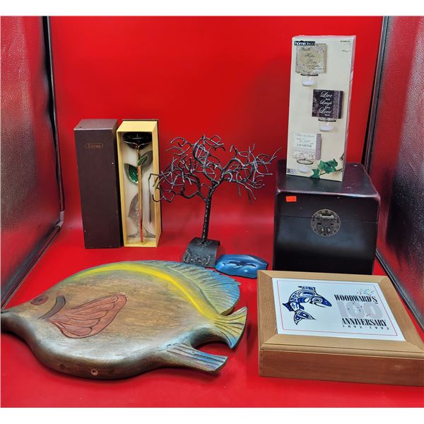 VTG Kitchen & Home Decor Lot w/ Decorative Candleholders, Metal Tree Figurine, & More