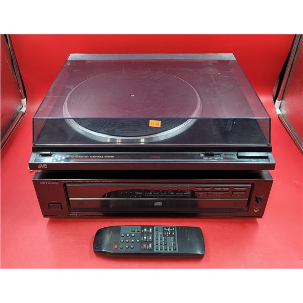 JVC Auto-Return Turntable System & Kenwood Multiple CD Player
