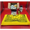 Image 1 : Lot of Assorted Golf Balls, Tees, Skull Decor, & Twisted Tea Bandanas