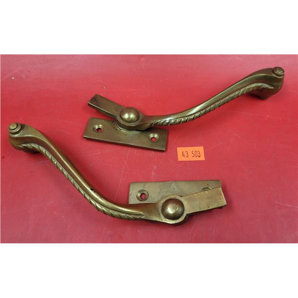 2 Antique Brass Window Latches
