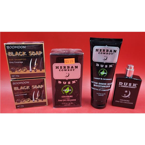 Lot of Herban Cowboy Toiletries & Boomoon Grey Coverage Black Soap