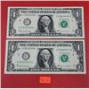 Image 1 : 2 Uncirculated & Sequential USA $1 Bank Notes