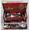 Image 1 : Red Metal Toolbox w/ Assorted Tools
