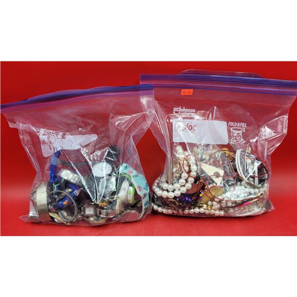 2 Bags of Assorted Costume Jewelry