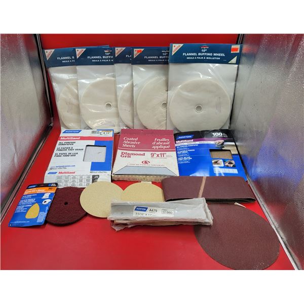 Sanding & Buffing Lot w/ Sandpaper, Flannel Buffing Wheels, Detail Sanding Sheets, & More