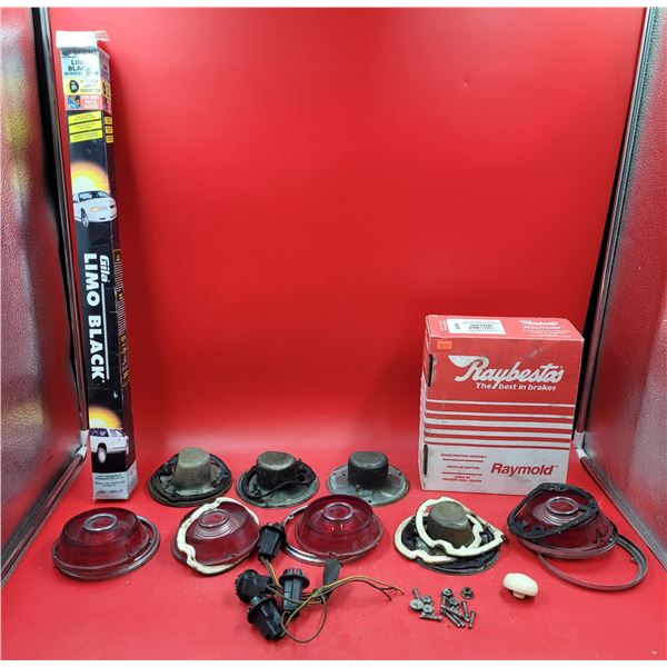 Vehicle Lot w/ Taillights, Raybestos Brake Friction Assembly, Limo Black Window Film, & More