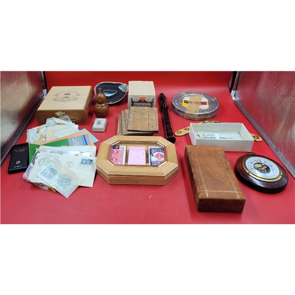 VTG Miscellaneous Lot w/ Paper/Mail, Cigar Boxes, Geode, & More