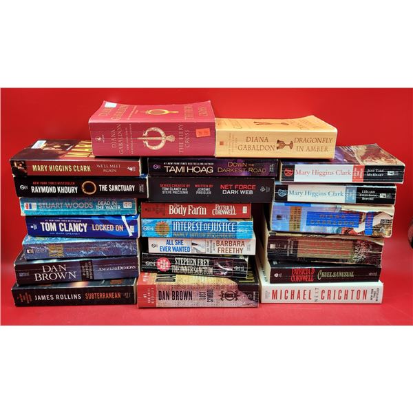 Lot of Assorted Books w/ Tom Clancy, Mary Higgins Clark, James Rollins, & More