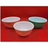 Image 1 : 3 VTG Pyrex Primary Colors Mixing Bowls (Pink & Green)