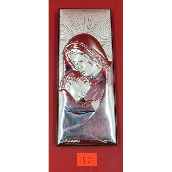 Small Silver-Plated Madonna & Child Wall Plaque