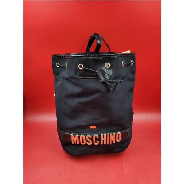 1990s Black Moschino Drawstring Bucket Backpack