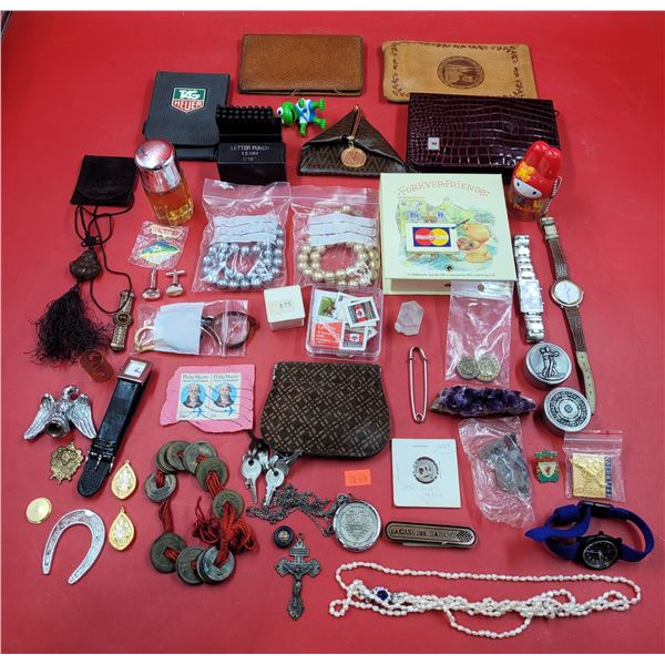 Smalls Lot w/ Chinese Coins, Escape by Calvin Klein, Watches, Pins, & More