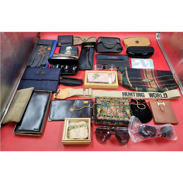 Carrying Case & Pouch Lot w/ Sunglass Cases, Wallets, Polo Sport Pouch, & More