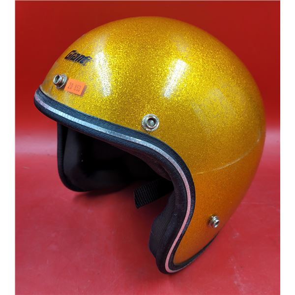 Retro Giant Motorcycle Helmet w/ Metallic Gold Flake Finish