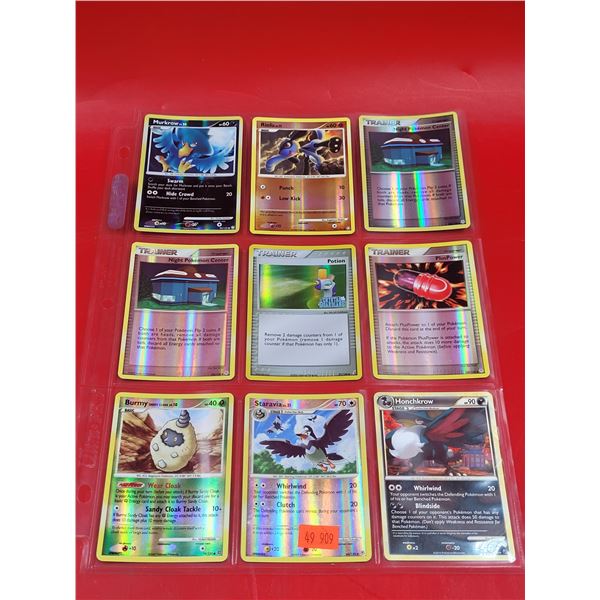 9 Pokémon Cards w/ Honchkrow, Staravia, Burmy, & More