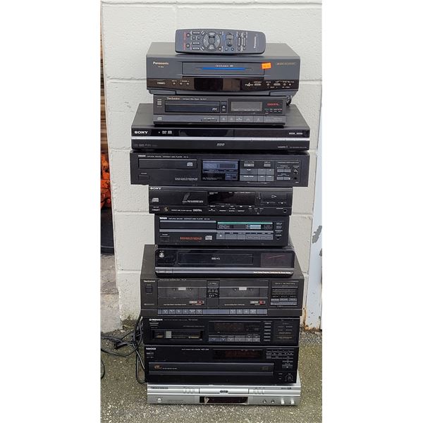 Large Lot of Electronics w/ CD Players, VCR, Cassette Player, & More