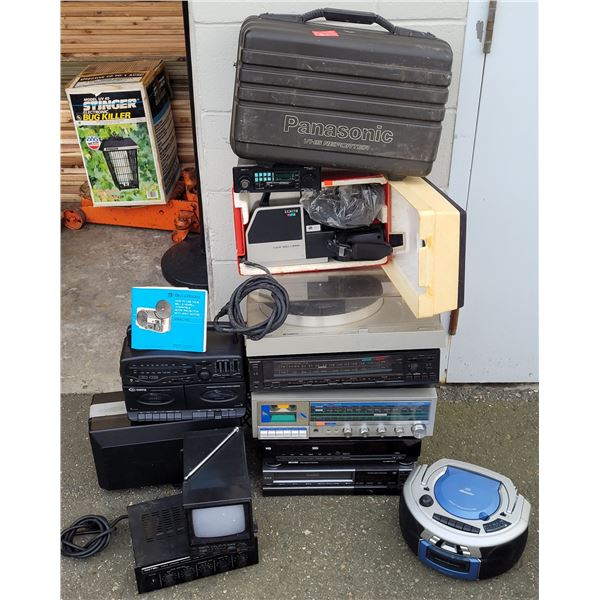 Large Lot of Electronics w/ Cassette Tape Player, FM/AM Stereo Receiver, Zenith Video Camera, & More