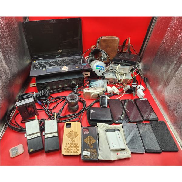 Electronics Lot w/ Assorted Smartphones, Acer Laptop, VTG Walkie Talkies, & More