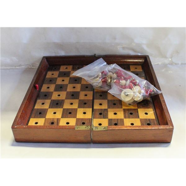 ANTIQUE PORTABLE CHESS SET- COMPLETE