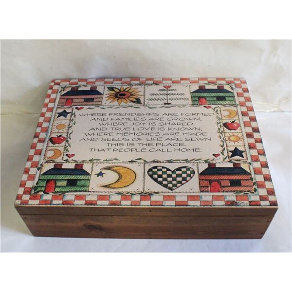 HANDCRAFTED FOLK ART TREASURE BOX- 12 X 9 X 4