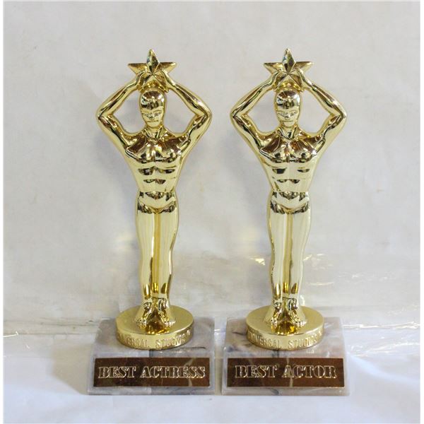VINTAGE OSCAR STATUES- BEAST ACTOR/ACTRESS  (2)