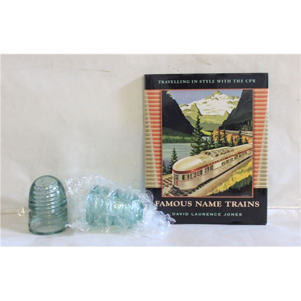 VINTAGE CP RAIL ELECTRICAL INSULATORS (2) & BOOK