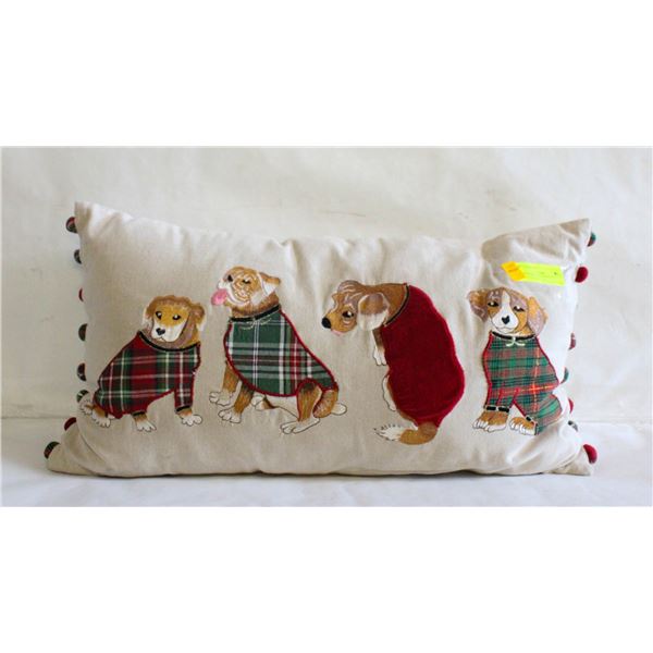 CHRISTMAS "PLAID DOGS" DECORATIVE PILLOW