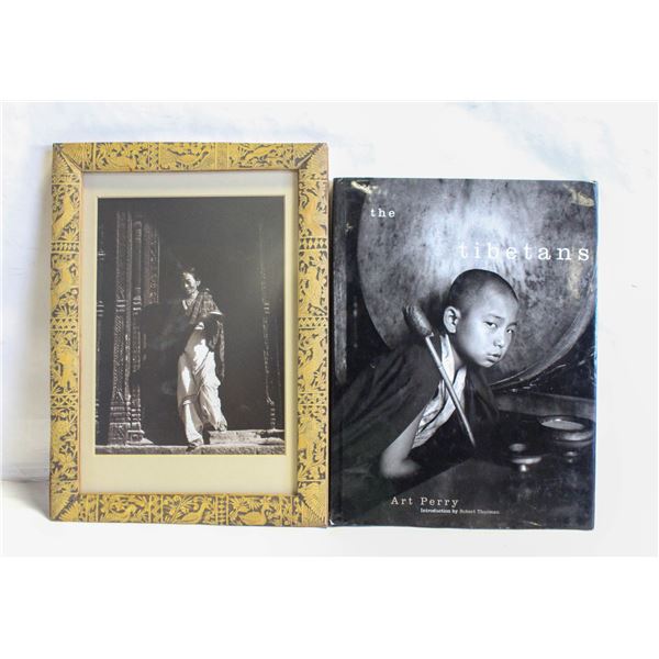 VINTAGE "THE TIBETANS" BOOK/CARVED PICTURE FRAME