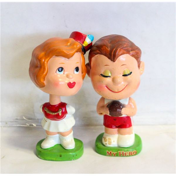 VINTAGE 60'S "MY HERO" SET OF 2 BOBBLE HEADS