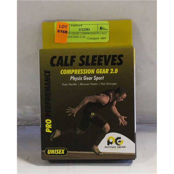 PHYSIX GEAR COMPRESSION CALF SLEEVES SIZE L/XL