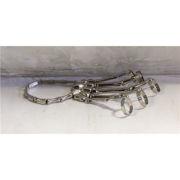SMALL SKELETON HAND BRACELET AND RINGS