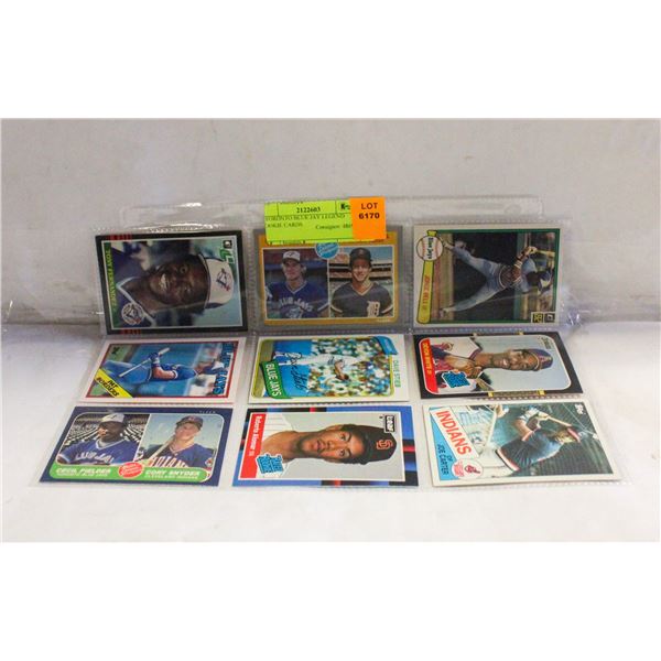 9 TORONTO BLUE JAY LEGEND ROOKIE CARDS