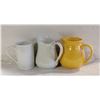 Image 1 : VINTAGE CERAMIC PITCHERS YELLOW+WHITE 7" HIGH