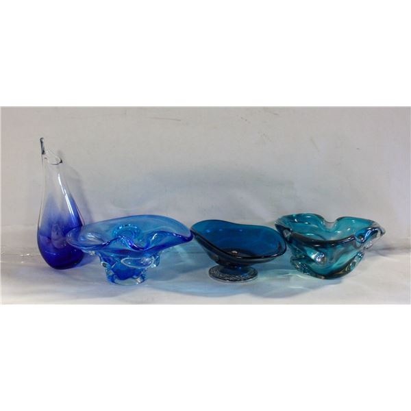 VINTAGE 1960'S CHALET COBALT-BLUE GLASS