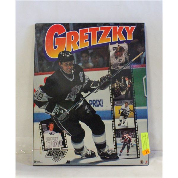 VINTAGE GRETZKY HOCKEY WOOD PRINT