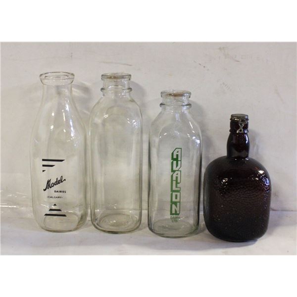BOX OF VTG MILK BOTTLES & OTHER BOTTLES