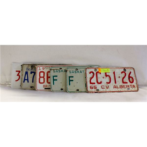 VINTAGE LICENSE PLATES - AB, BC & SASK