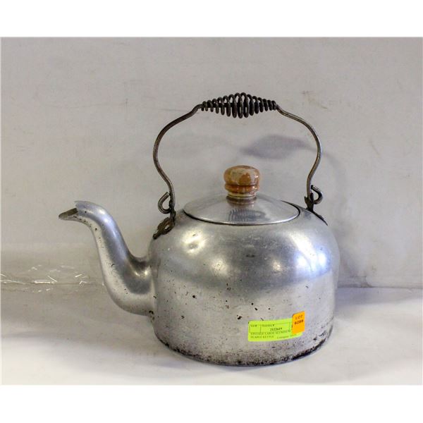 VINTAGE LARGE ALUMINUM TEAPOT KETTLE