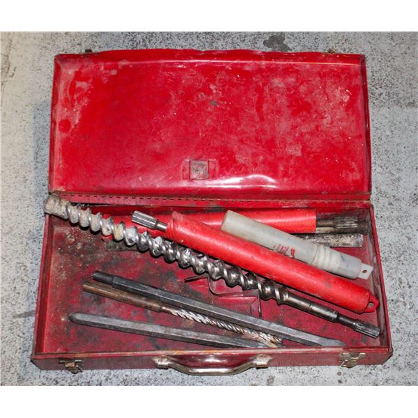 METAL DRILL BITS IN MILWAUKEE RED TIN CASE