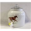Image 1 : CROCK BEVERAGE DISPENSER WITH WILD HORSES