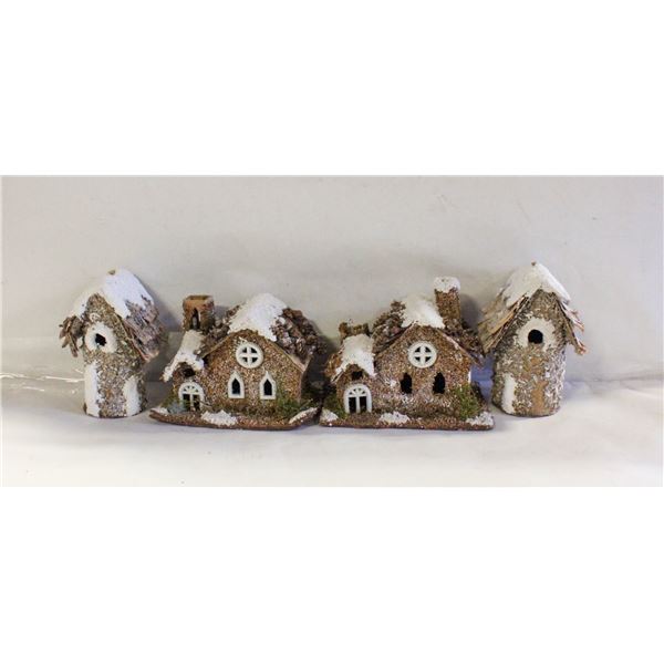 WINTER THEME HOUSES MADE OF TREE BARK