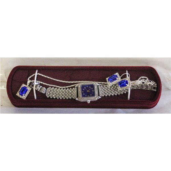 NEW 4PCS WOMEN'S WATCH, NECKLACE AND EARRINGS