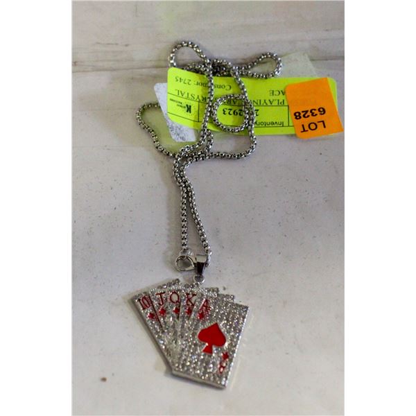 POKER PLAYING CARDS CRYSTAL NECKLACE