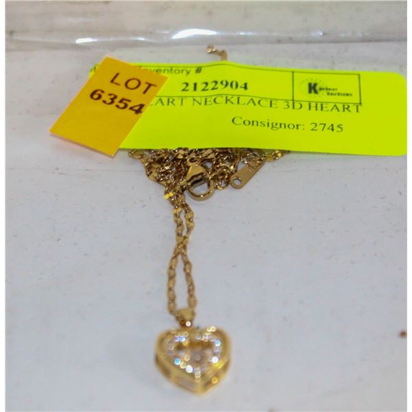 PEACH HEART NECKLACE 3D HEART