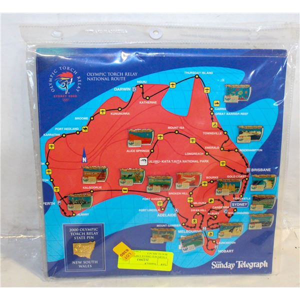 UNOPENED 2000 OLYMPICS TORCH ROUTE PIN SET