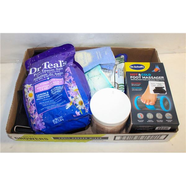 BOX OF BATH AND BEAUTY PRODUCTS