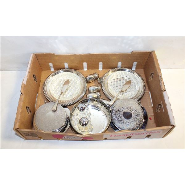 SILVER PLATED SALT&PEPPER, SILVER PLATED COASTERS,