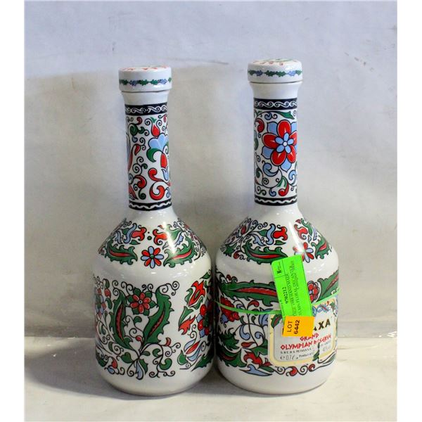 2 VINTAGE 1988 HAND MADE PORCELAIN FLORAL DECANTER